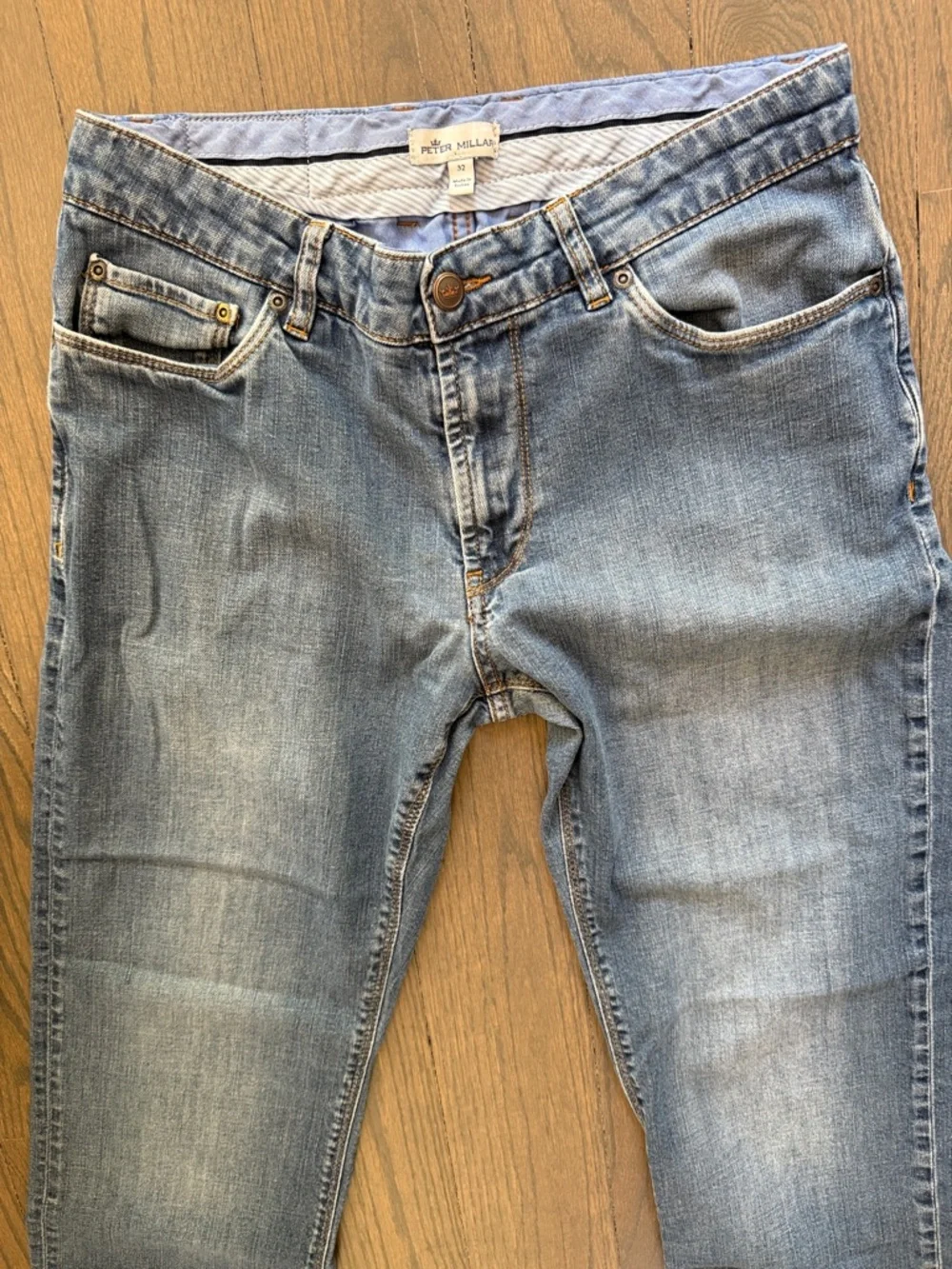 Peter Millar Crown Crafted Men's 32 Waist Med. Blue Relaxed Fit Jeans 27” Inseam